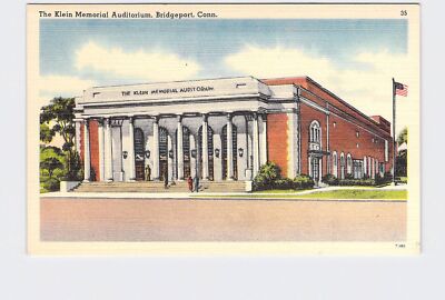 PPC Postcard CT Connecticut Bridgeport Klein Memorial Auditorium Exterior Street