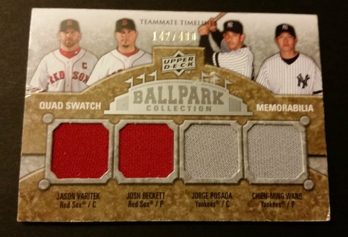 Varitek Beckett Posada Wang Yankees Red Sox 2009 Upper Deck Jersey Certified JG3