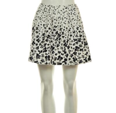 Banana Republic Womens Skirt Size 0P White Black Floral A-Line