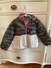 Gap Kids Coldcontrol Pullover Coat Jacket Camo, Fleece, Pink Piping Size XS