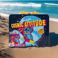 Cute Stitch Cosmic Attitude 48-Piece Puzzle  Tin Storage Lunch Box