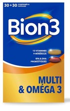 Bion3 Multi & Oméga 3 Cplt. alimentaire : vit., probiotiques-30 cpr+30 cps