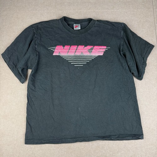 Nike, Vintage Nike Shirt Mens M Black Pink Graphic Logo Single Stitch USA Made