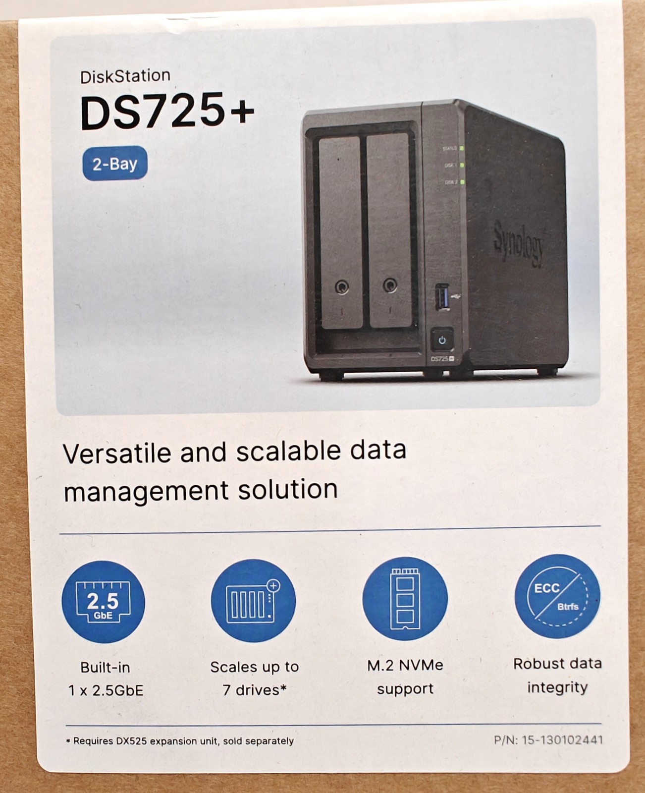 Synology DiskStation DS725+ NAS 2-Bay 4GB DDR4 RAM Leergehäuse AMD Ryzen NEU