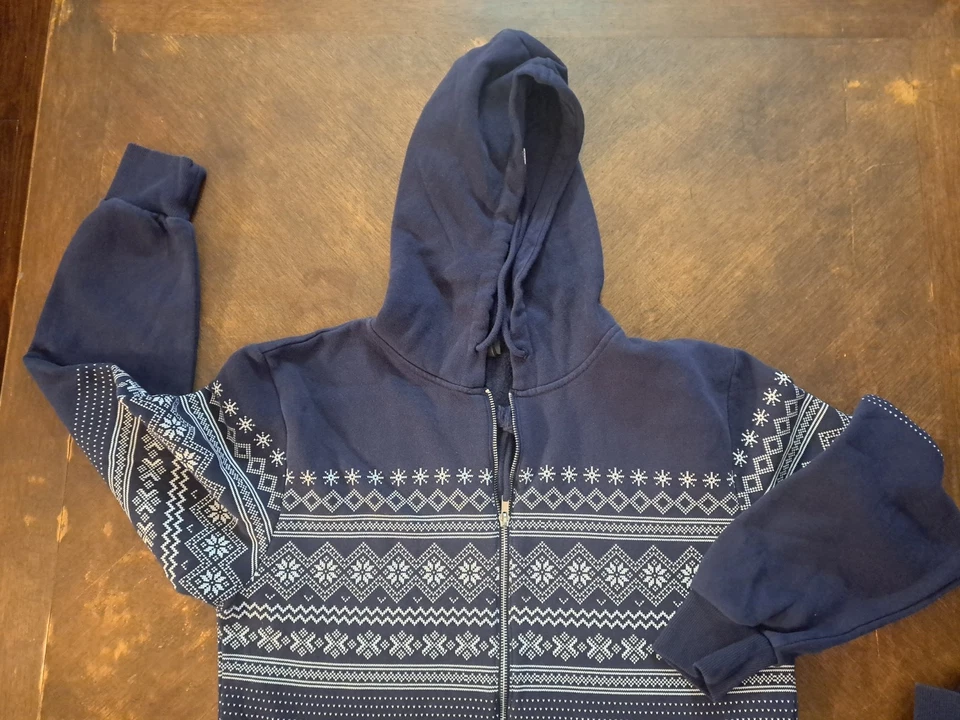 H&M Pijama Mono Para Hombres Medio Azul Una Pieza Ropa para Dormir Invierno Vacaciones Sudadera con Capucha Foto 3 de 4