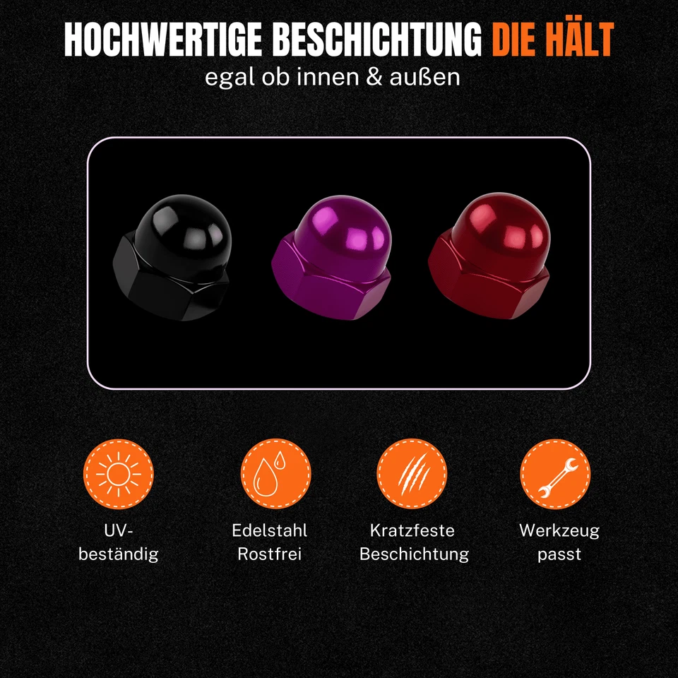 Hutmuttern Edelstahl Anthrazit | M3 bis M12 | DIN1587 Kappenmutter / Schutzkappe - Bild 2 von 2