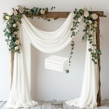 Ivory Wedding Arch Draping Fabric Backdrop 4 Panels 28.7" X 20FT Sheer Drapes...