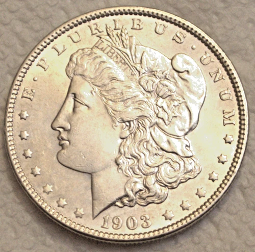 1903 Morgan Silver Dollar Coin, BU, Lustrous Beauty