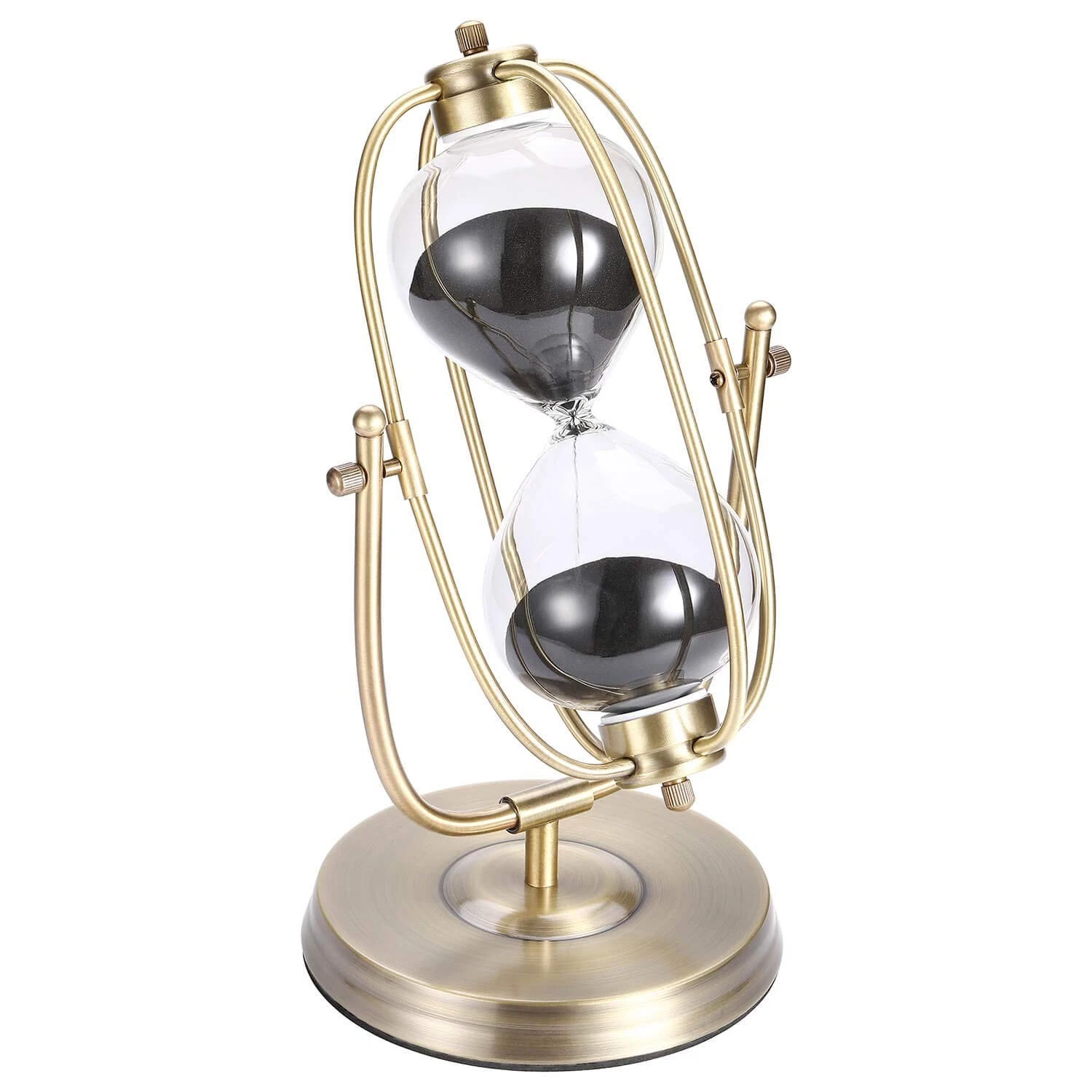 SuLiao 60 Minutes Hourglass Sand Timer, 360° Rotating Black Sand Clock, Metal...