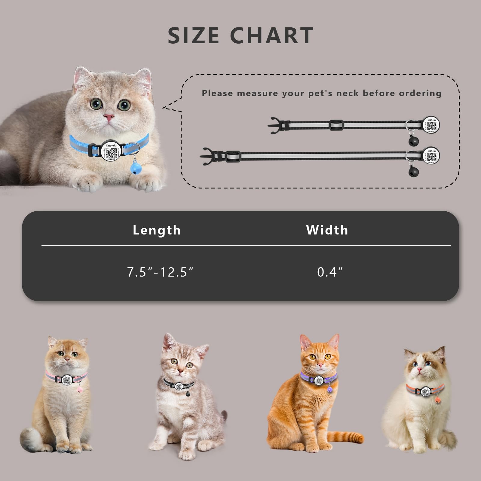 6 Pack QR Code Cat Collar - Breakaway Reflective Collars with Bell & Online I...