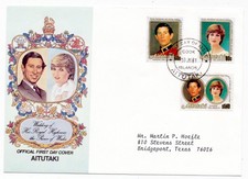 Cook In. Aitutaki 1981 Ersttagsbrief Hochzeit des Charles Diana Michel Nr. 406-8