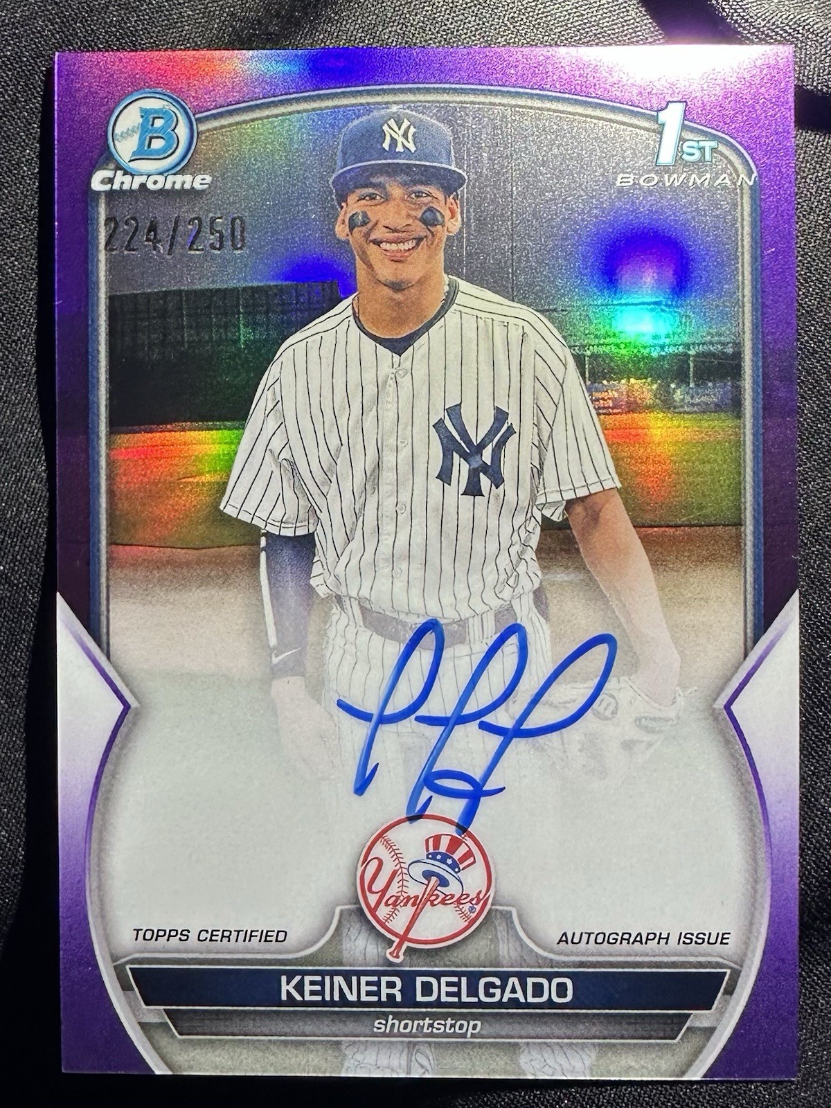 2023 Bowman Chrome Prospect Auto  Keiner Delgado #CPA-KD Purple Refractor /250