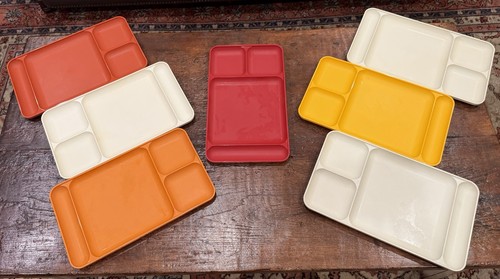 Lot Of 7 Vintage Tupperware Cafeteria Style Divided Food Trays