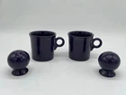 Fiesta Homer Laughlin 10.5oz Round Ring Handle Mug Salt Pepper Shaker Set Plum
