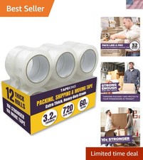 Heavy Duty 3.2mil Clear Packing Tape - 60 Yards Each, Ideal for Secure Packing