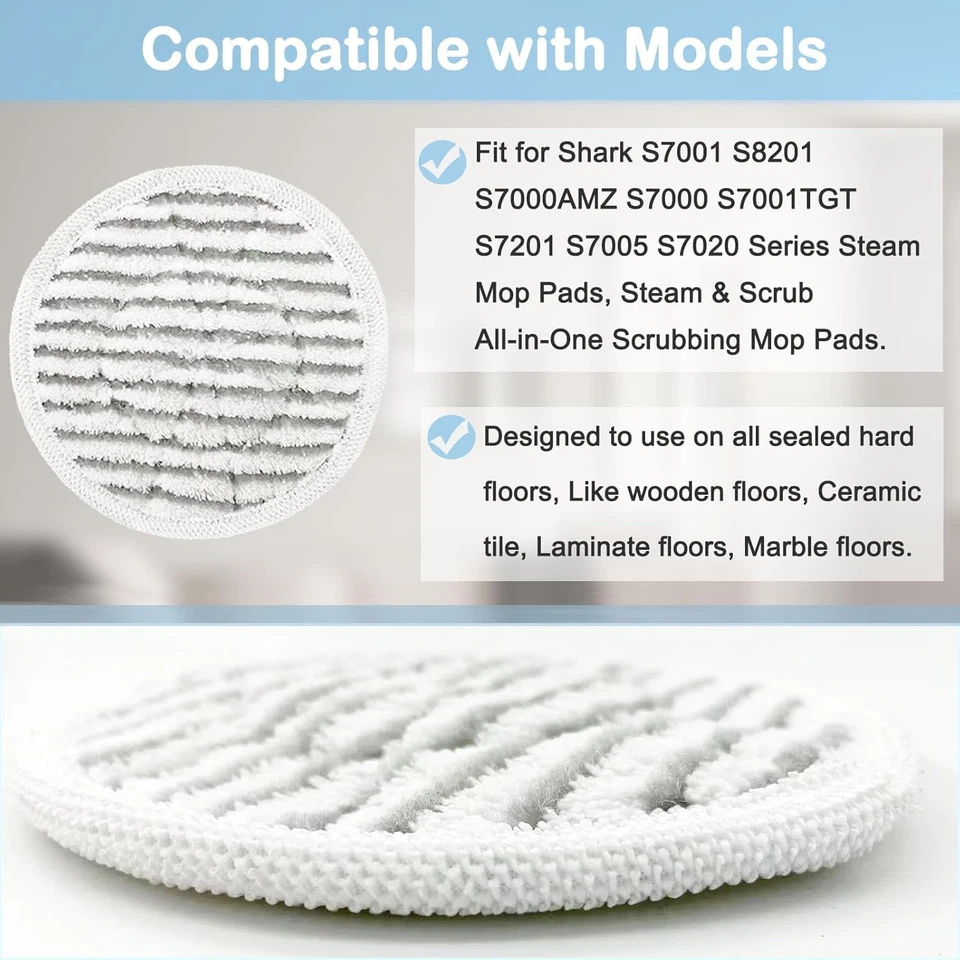 12 Pack S7001 Pads Replacement Steam Mop Pads for Shark S7001 S8201 S7000AMZ S80 - image 2 of 4