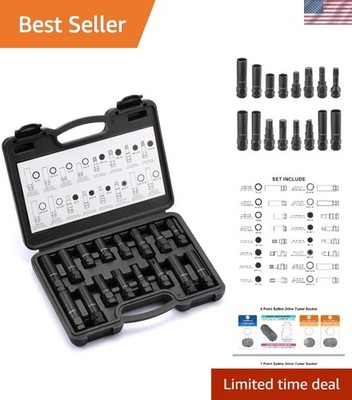 16-Piece Locking Lug Nut Master Key Set of Spline Star and Hex Style Keys, Wh...