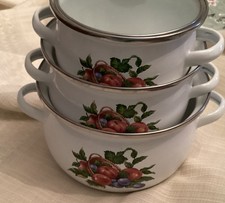 Vintage Set Of 3 Small Pots Only 1 Lid Play Kitchen