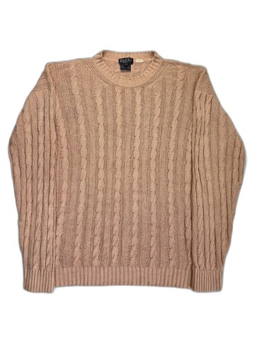 Gucci, Vintage Gucci Cable Knit Sweater Men’s L Blush Tan Made in Italy