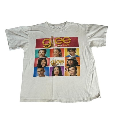 Glee Live In Concert Tour 2010 T-Shirt Mens Medium White Anvil Graphic Cast Tee