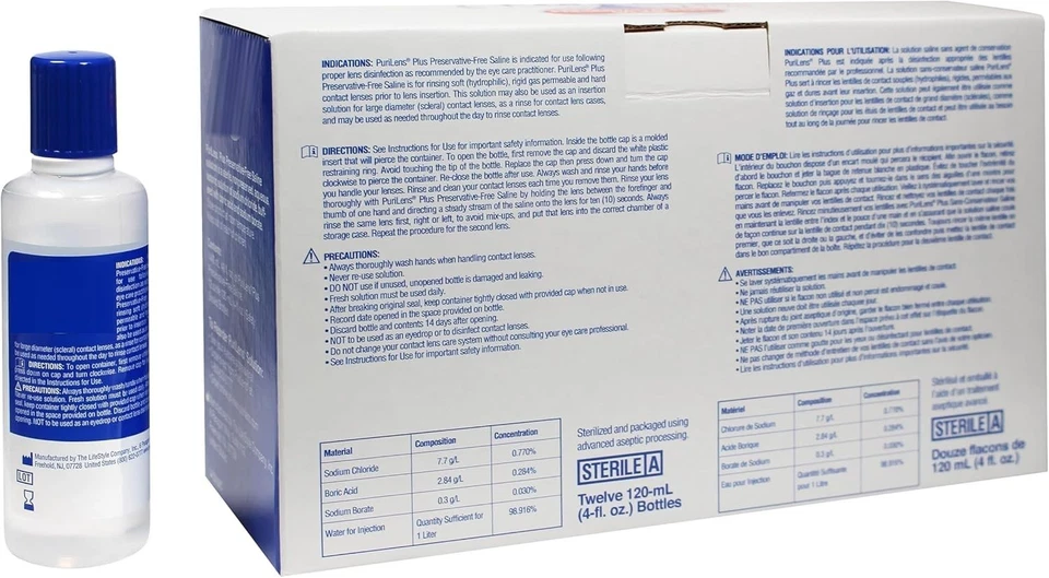 Plus Lente de contacto sin conservantes solución salina 120 ml (4 fl. Oz.) Pack 12 Foto 3 de 4