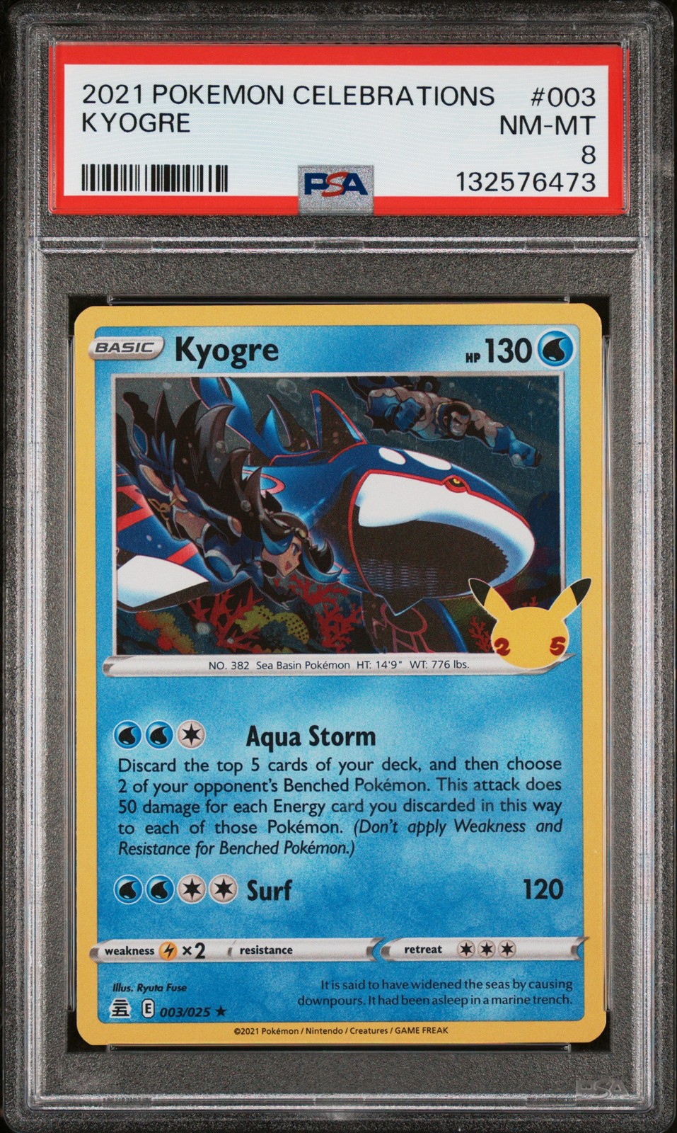 2021 POKEMON CELEBRATIONS #003 KYOGRE PSA 8