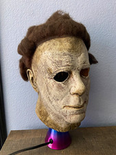 Latex Full Face Halloween Mask w/ Brown Hair, Adult Unisex One Size Beige/Brown