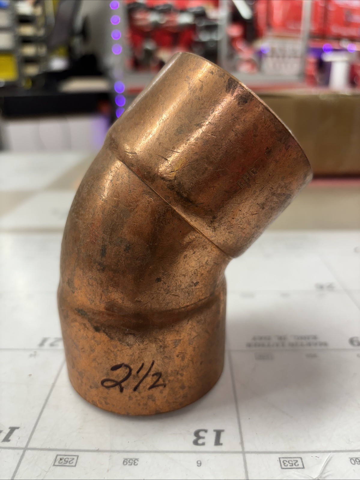 2 1/2 Copper 45 Elbow Sweat Solder