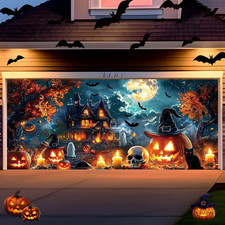 7 X 16 Ft Halloween Garage Door Banner, Pumpkin