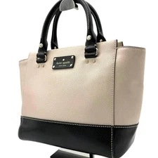 m1210 kate spade New York Bicolor 2Way Shoulder Tote Bag Beige/Black Excellent