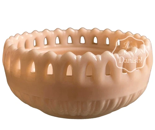 Vintage Fostoria Shell Pink Milk Glass Randolph Lace Bowl  5"W x 2.5"H