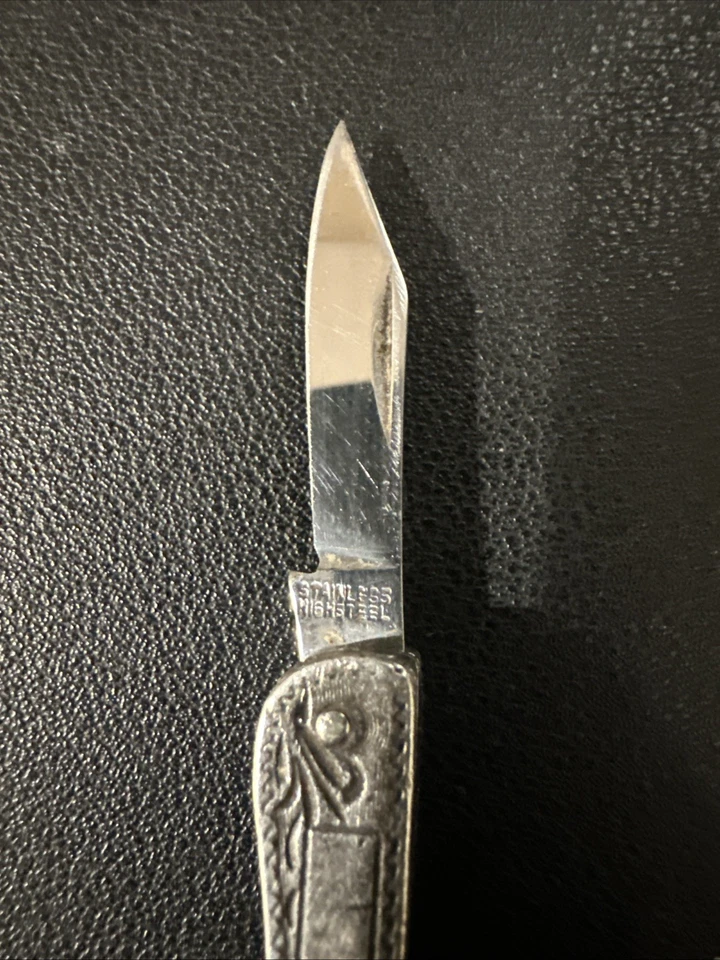Vintage F Wing Sterling Silver Fujimoto Yasuhiro Etched Pocket Knife Japan - Image 2 of 4