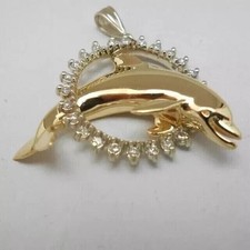 2Ct Round Cut Lab Created Dolphin Shape Party Wear Pendant 14kYellow Gold Plated