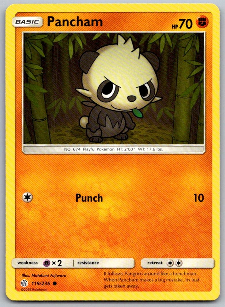 Pancham 119/236 Common Cosmic Eclipse Pokemon Near Mint