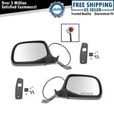 Power Side View Mirrors Chrome & Black Left & Right Pair Set for F-Series Truck