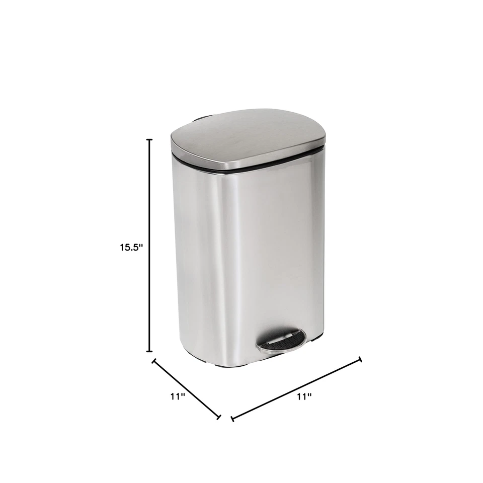 Honey Can Do Rectangular Stainless-Steel Trash Can with Step Pedal, 12L - Image 3 of 4