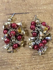 VTG Avon "Ring In The Holidays" Dangle Christmas Bell Earing Set, Preowned 