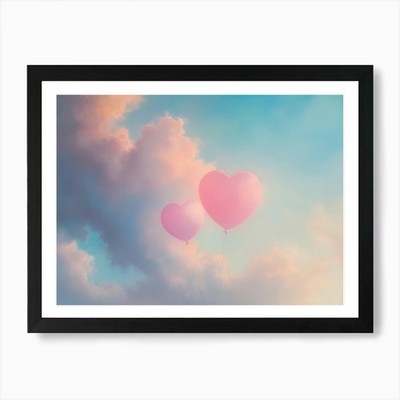 Herz Luftballons am Himmel 1 Kunst Pri gerahmt Wandbild Poster Leinwanddruck Bild