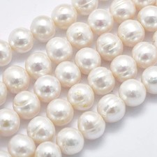 40pc White Natural Freshwater Pearl Beads 10-11mm Round Large Spacer Beads