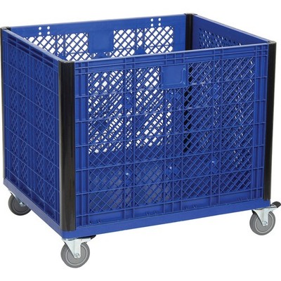 Vented Wall Bulk Container with Casters 39-1/4''L x 31-1/2''W x 29''H Blue