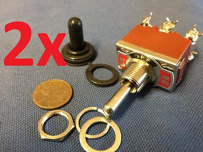 2x waterproof DPDT Momentary-Off-Momentary ON/OFF/ON Toggle Switches 15A 1/2''