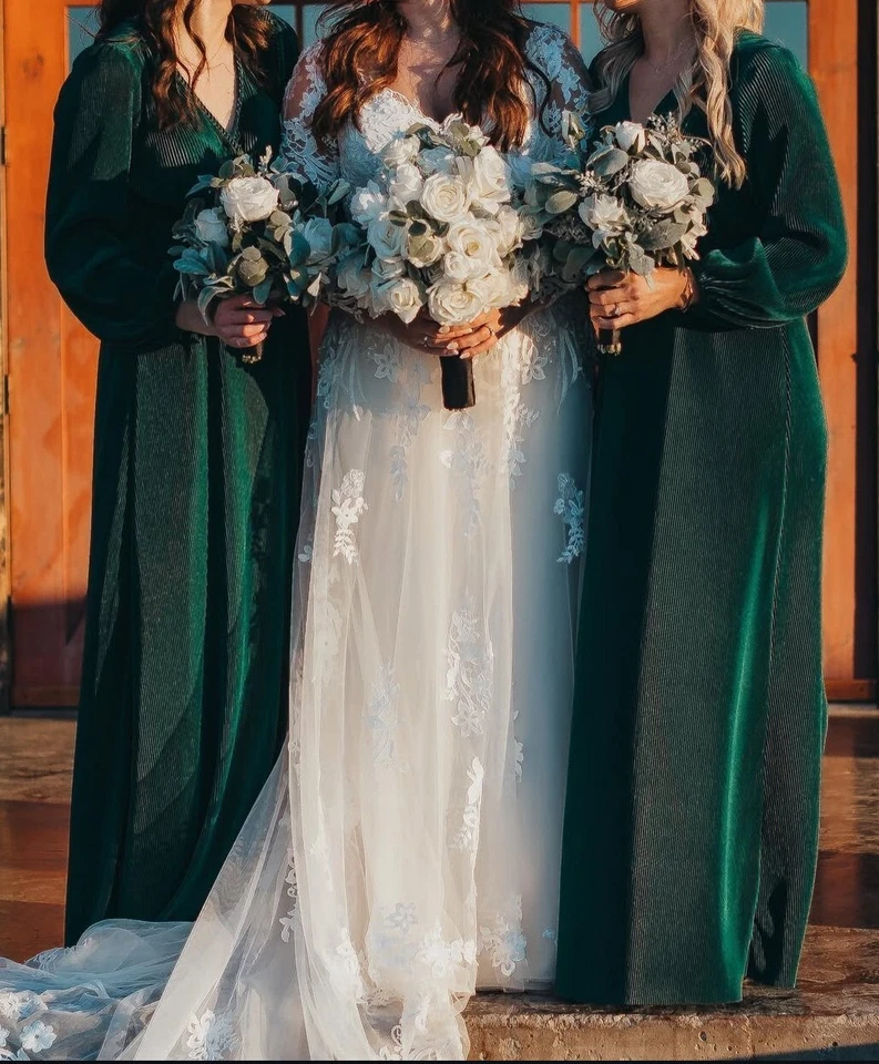 Hand Made Wedding Bouquet | Artificial Real Touch Flowers + Vase | ~14-15" - Image 4 of 4