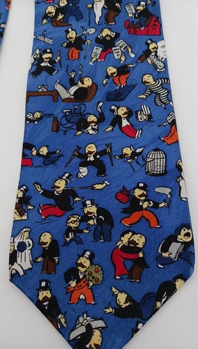 Vintage 1996 Monopoly Man Rich Uncle Pennybags Silk Necktie Tie by RM Style USA - Imagen 2 de 9