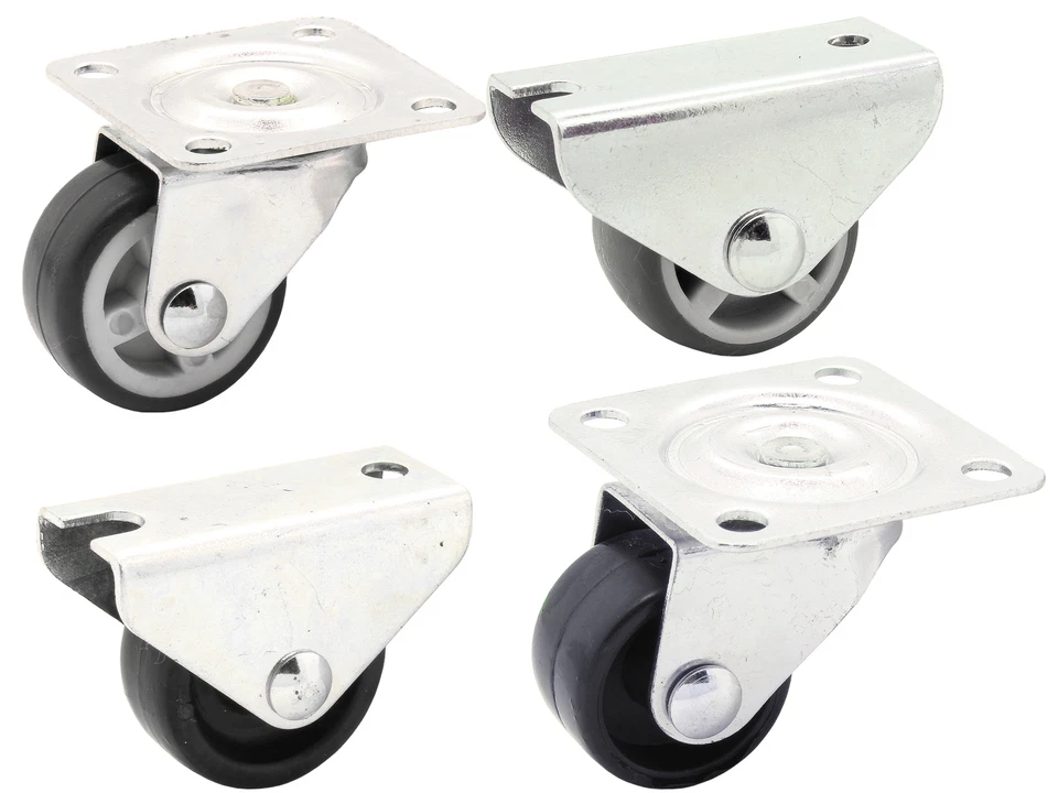 4 x Vollgummi Möbel Lenkrolle Ø 25 mm Mini Parkett Laminat Lauf Rollen 15 KG - Bild 4 von 4