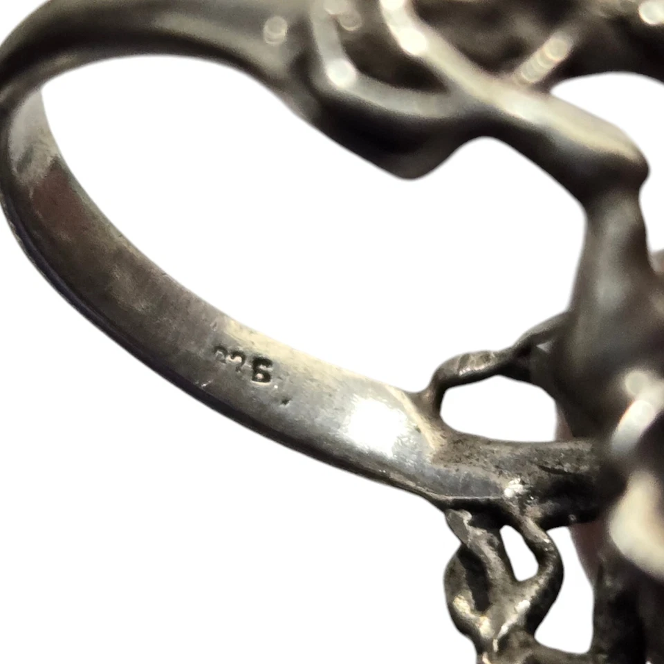 Anéis de quartzo hipnotizantes vintage prata esterlina dragão sorte sucesso proteção z6 - Imagem 4 de 4