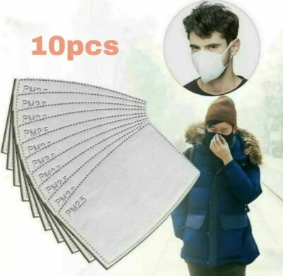 10 Stück Gesicht PM2,5 Aktivkohlefilter austauschbar Atemmaske Taschenfilter 