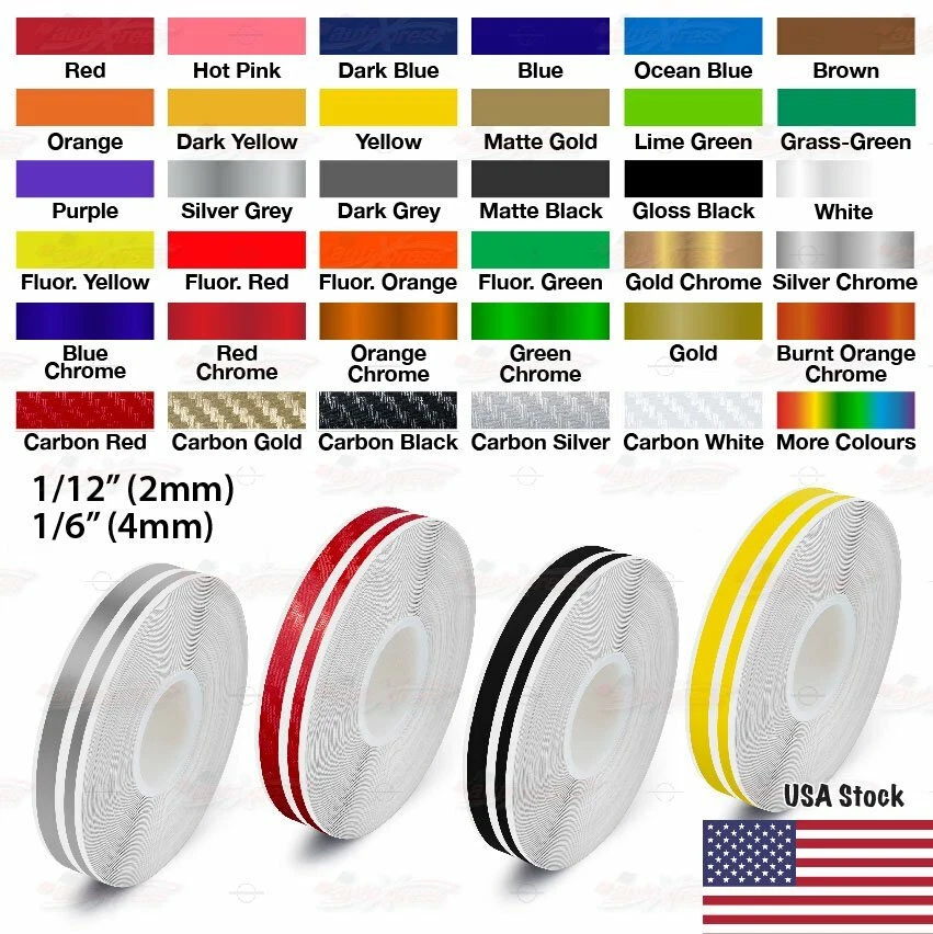 SUN YELLOW Roll Vinyl Pinstriping Pin Stripe Self Adhesive Coach Line Car  Tape Decal Stickers Crafts 1/8 1/6 1/4 3/8 1/2 3/4 1 