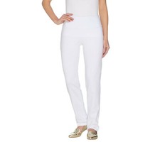 Women with Control Regular Slim Leg Pants w/Tummy Control in White, Small
