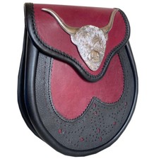 Kilts For Men Cow Head sporran Real leather sporran handmade for sale