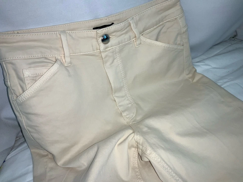 Pantalones capri Massimo Dutti talla 2 beige algodón ajustados Marruecos 24” Ins YGI K0-119 Foto 3 de 4